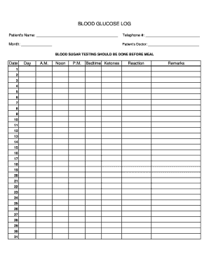 blood sugar log sheet pdf