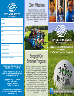 Partnership report template - 17th Annual Golf Tournament Brochure - Springfield Boys & Girls Club - sbgc