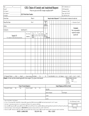 GEL Chain of Custody and Analytical Request GEL