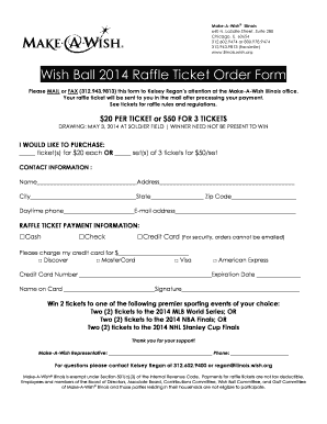 fillable online illinois wish wish ball b2014b raffle ticket order make raffle tickets online
