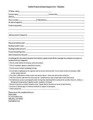 Product Donation Form Magazine - DaVinci Roofscapes