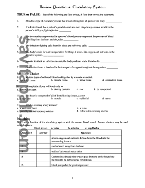 Review Questions-Circulatory System - Savita Pall and Chemistry