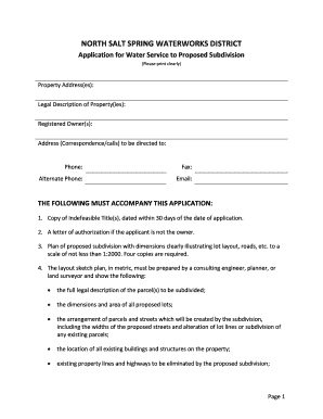 Subdivision Application Form - North Salt Spring Waterworks District - northsaltspringwaterworks