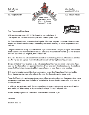 Business letter example - Box Tops For Education- Introduction Letter - Public School 32Q The ...