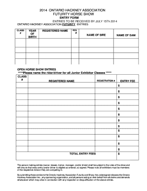 ENTRY FORM-HORSE SHOW 2014 - roadhorse