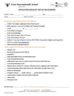 Application Checklist for I-20 Visa Students - Trent InternationalE ...