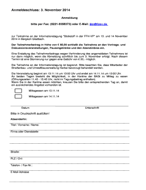 Anmeldeschluss 3 November 2014 - fgsvde