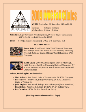 2009 LVAC Fall Clinic Flyer.pdf - Lehigh Valley Wrestling Club