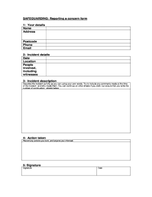 Opening day balance sheet - SAFEGUARDING reporting form - Ladybird Boat Trust - ladybirdboat org