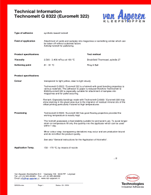 Technical Information Technomelt Q 8322 Euromelt 322