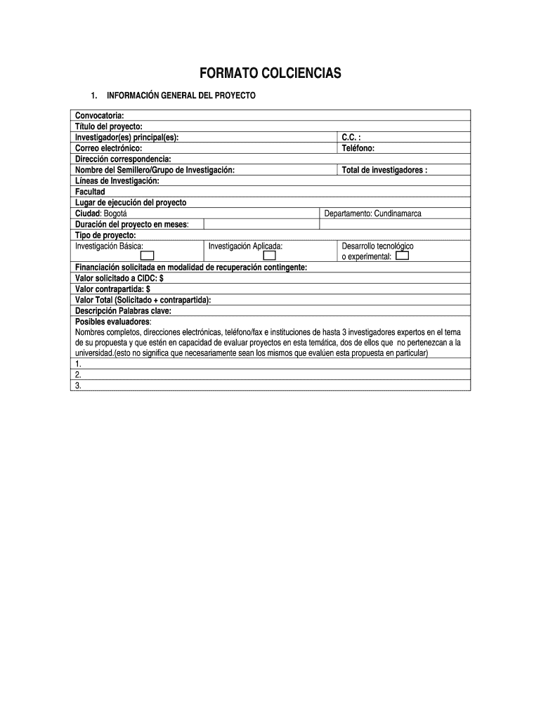 FORMATO COLCIENCIAS (Formato de recuperaci n Contingente) - cidc udistrital edu Vista previa en la página 1