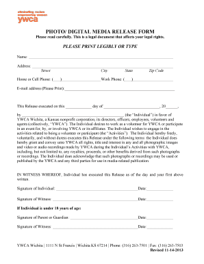 PHOTO DIGITAL MEDIA RELEASE FORM - ywcaofwichita
