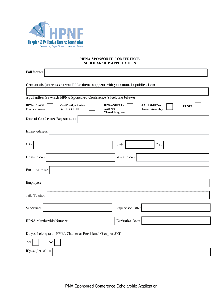 Fillable Online hpnf advancingexpertcare HPNASponsored Conference