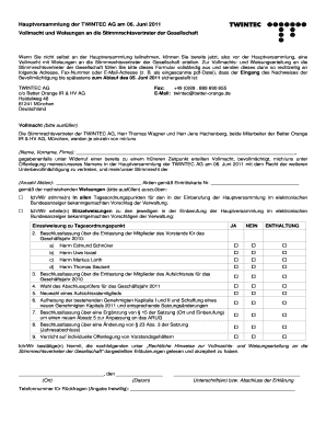 Recorded conversation template - Internet-Vollmacht an den Stimmrechtsvertreter der Gesellschaft - twintec