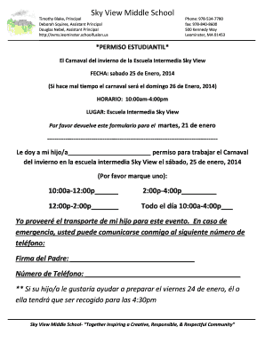field trip permission slip template high school
