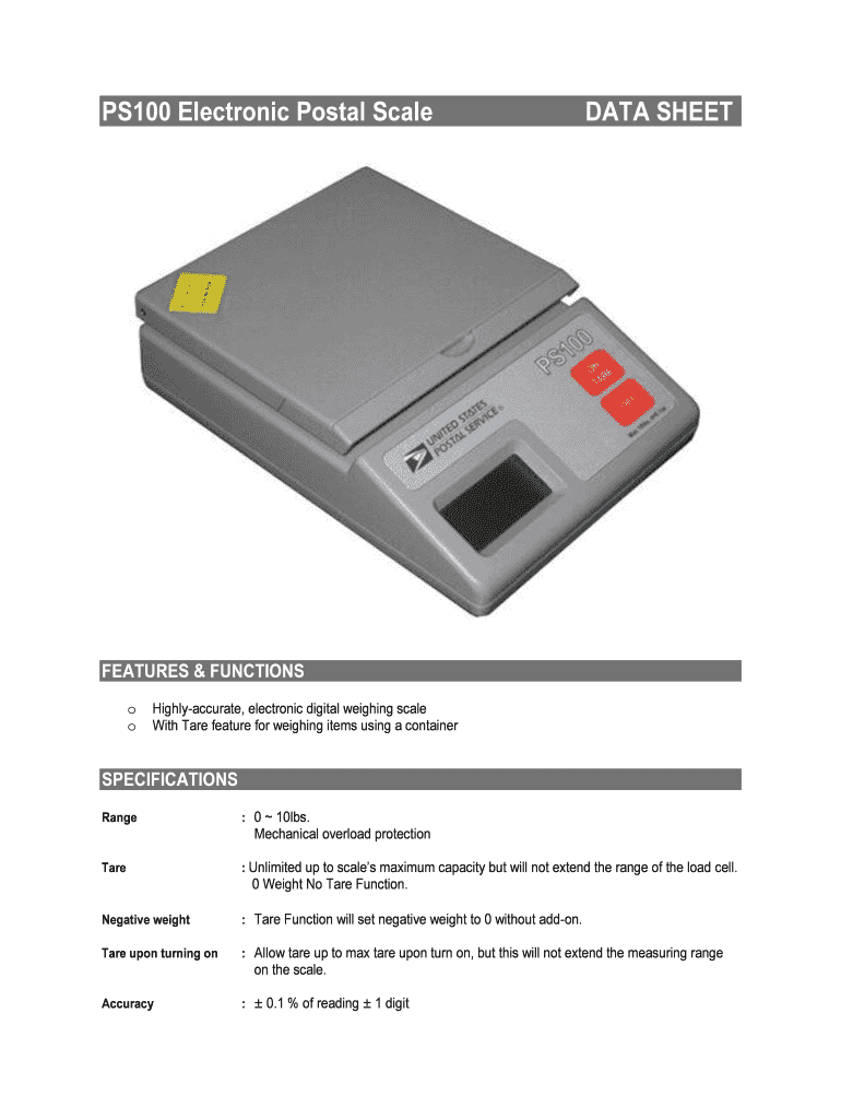 Fillable Online PS100 Electronic Postal Scale Fax Email Print - pdfFiller
