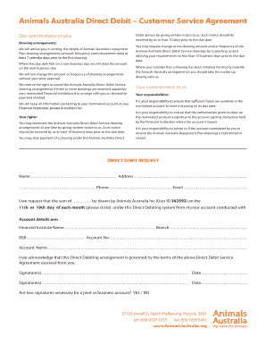 Direct Debit Authorisation Form October 2011-2