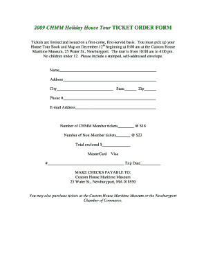 Law firm budget tracker - 2009 CHMM Holiday House Tour TICKET ORDER FORM - customhousemaritimemuseum