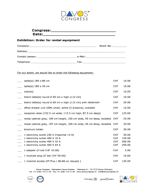 Exhibition: Order for rental equipment - Kongresszentrum Davos - davoscongress