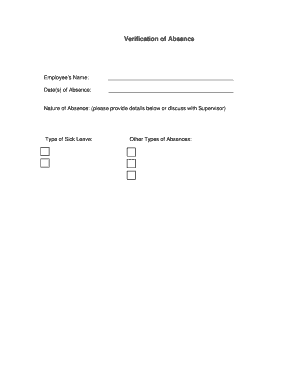Fillable Online Verification of Absence - yacrocom Fax Email Print ...