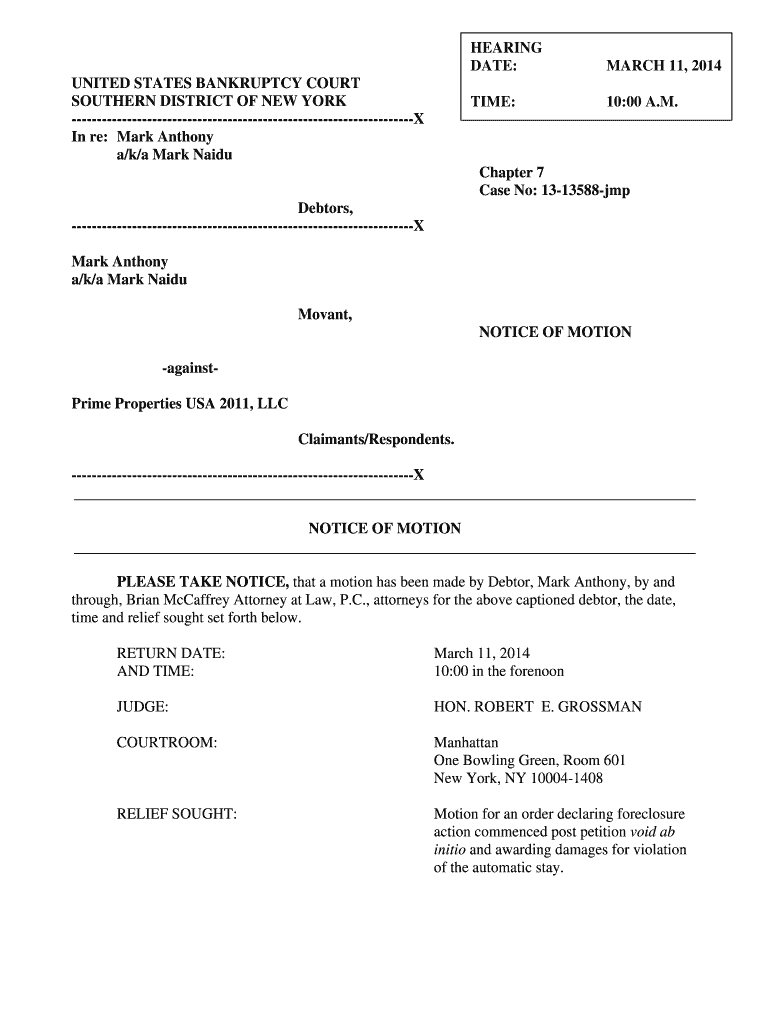 Fillable Online Motion for Violation of the Automatic Stay Fax Email