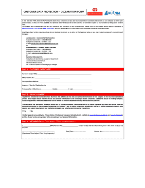Fillable Online CUSTOMER DATA PROTECTION DECLARATION FORM Fax Email ...