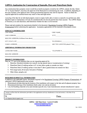 Piers Seawalls and Waterfront Decks Construction Application - lakedalecarlia