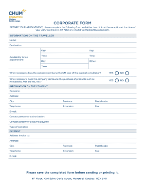 Corporate Travel Medical Form