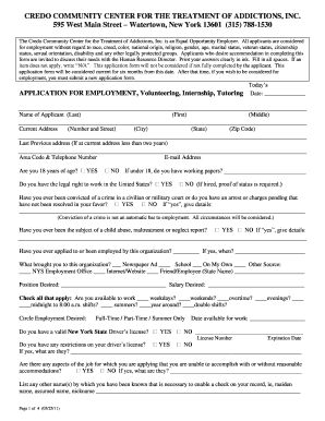 Employment Application - Credo Community Center