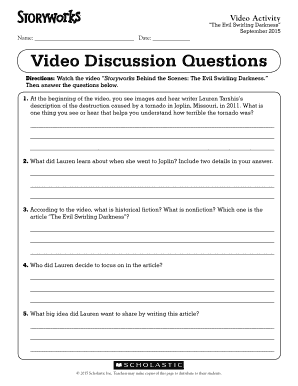 Video Discussion Questions - Storyworks - Scholastic