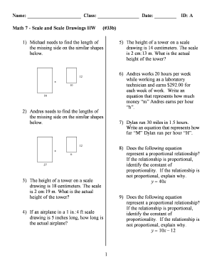 Fillable Online danielsmath Math 7 Scale and Scale Drawings HW ...