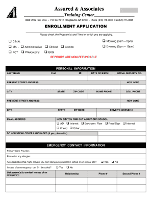 Course Training bApplication Formb - Assured amp Associates