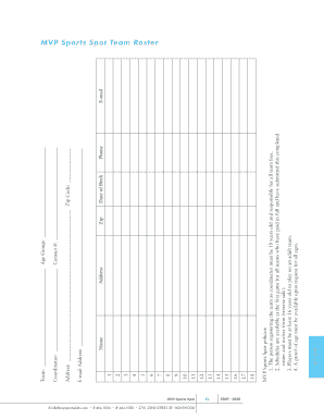 MVP Sports Spot Team Roster Form - MVP Sports Clubs