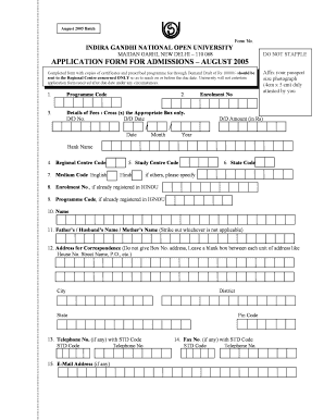 indira gandhi national open university assignment form pdf