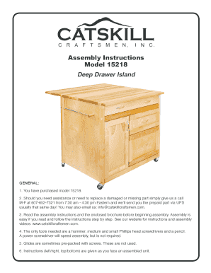 Assembly Instructions Model 15218 Deep ... - Catskill Craftsmen