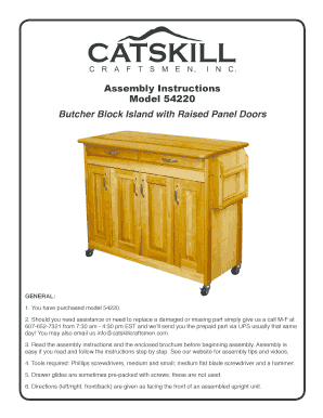 Assembly Instructions Model 54220 Butcher - Catskill Craftsmen