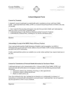 BAcknowledgment Formb - Genie Hobbs