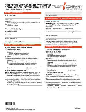 Non-retirement account systematic contribution distribution request