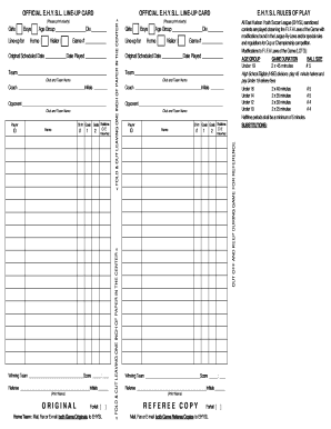 Printable softball lineup and position sheets - ORIGINALREFEREECOPY Forfeit - East Hudson Youth Soccer ... - ehysl