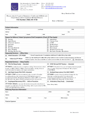 Physicians Referral Form - Sleep Medicine Services