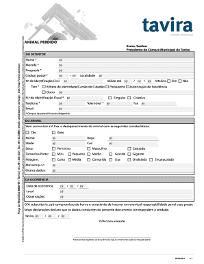 O e r o c ANIMAL PERDIDO u o Exmo Senhor o a z i