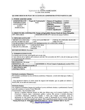 QUADRE RESUM DE PLEC DE CL USULES ADMINISTRATIVES ... - ajsantamargalida