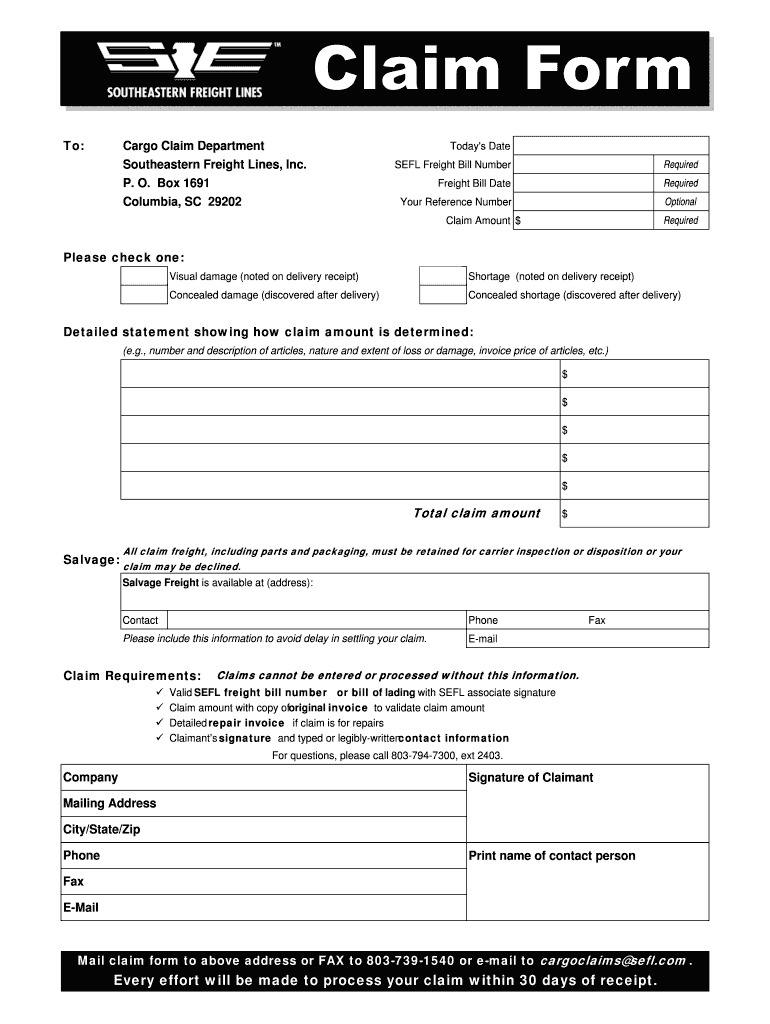 Fillable Online Southeastern Freight Lines, Inc Fax Email Print pdfFiller