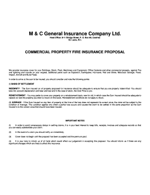 Commercial Property Fire Insurance Proposal Form - M&C Group of ...