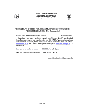 TENDER INVITING NOTICE FOR ANNUAL MAINTENANCE CONTRACT FOR - nirjaft res