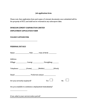 Job application form - dccl job application form