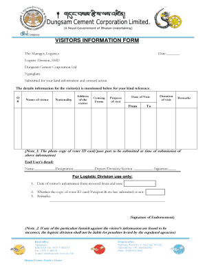 Job schedule template - Company VISITORS INFORMATION FORM - bdcclbbbtb