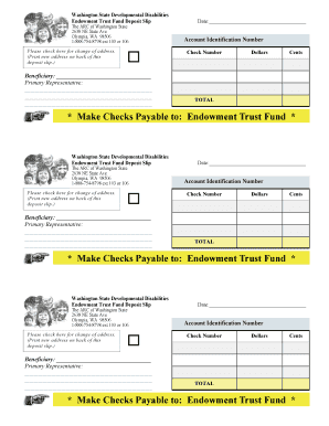 Washington State Developmental Disabilities Endowment Trust Fund Deposit Slip
