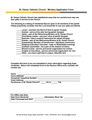 Ministry Application Form 102115