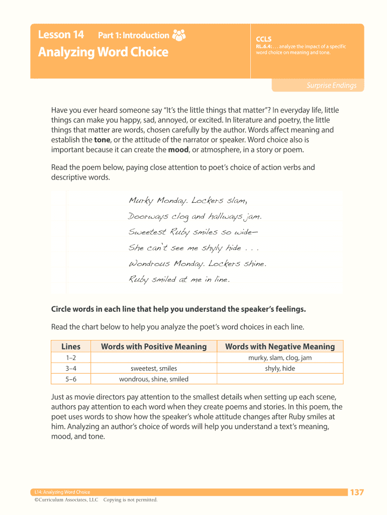 Fillable Online Analyzing Word Choice Fax Email Print pdfFiller